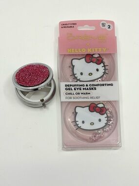 Hello Kitty Depuffing & Comforting 2 Reusable Gel Eye Masks  and Pill Box, COMBO